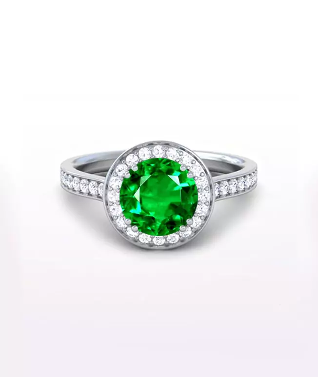 Emerald Halo Rings