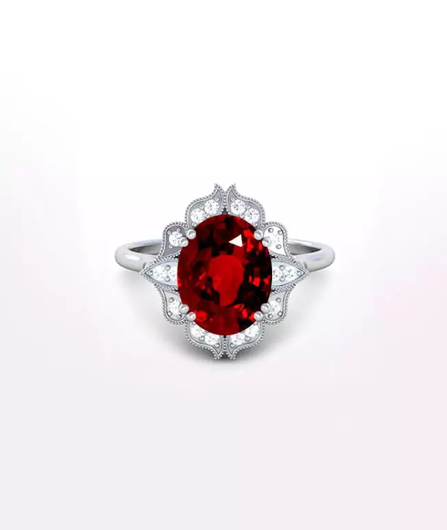 Ruby Antique Halo Rings