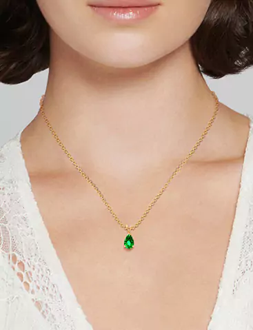 Pear Emerald Solitaire Pendant