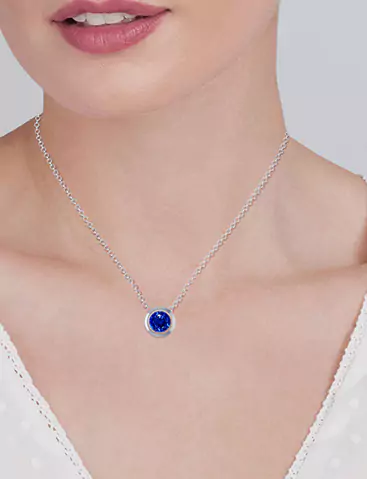 Round Untreated Blue Sapphire Solitaire Bezel Pendant