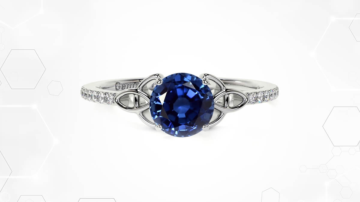 Vera Wang Love Collection 1/8 CT. T.W. Diamond and Blue Sapphire Band in  14K White Gold | Zales Outlet