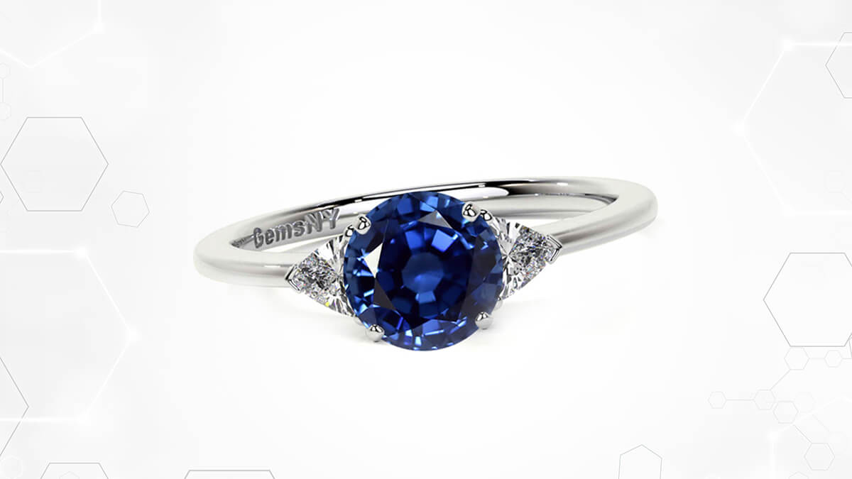 Past Present Future All Sapphire Ring - Pear Sapphire and Trillion White  Sapphire (BR-110)