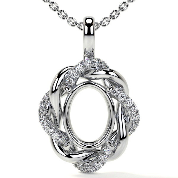 Sterling Silver Round Diamond Knot Pendant Necklace - 0.16 Carat Total Weight