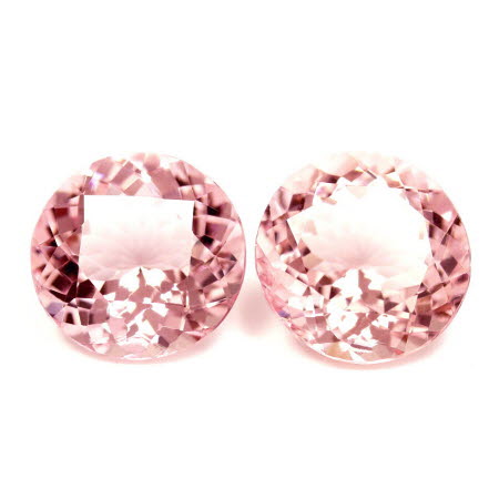 GemsNY 6.83 cttw Natural Morganite Round AAAA Quality Matched Pair 
