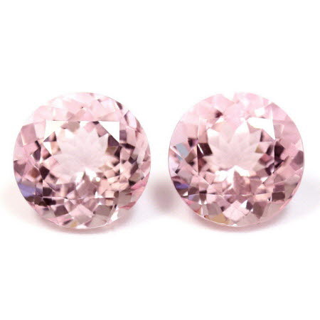 GemsNY 6.83 cttw Natural Morganite Round AAAA Quality Matched Pair 