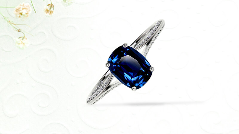 Cushion Cut Sapphire Engagement Ring