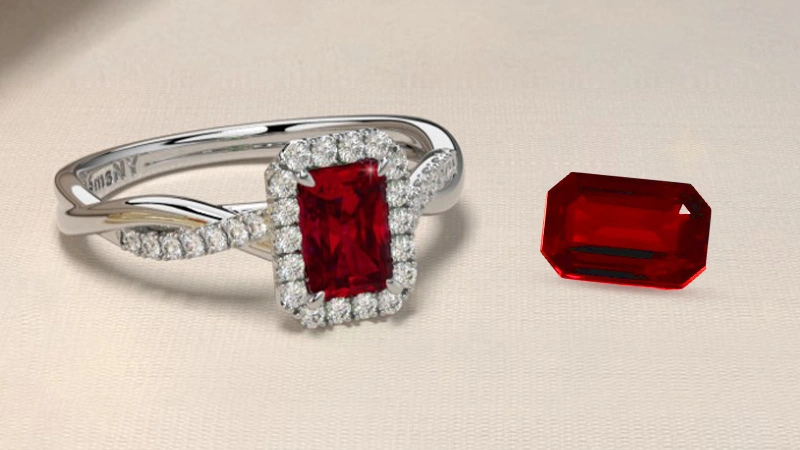 Emerald-cut Ruby Engagement Ring Emerald-cut Ruby Engagement Ring