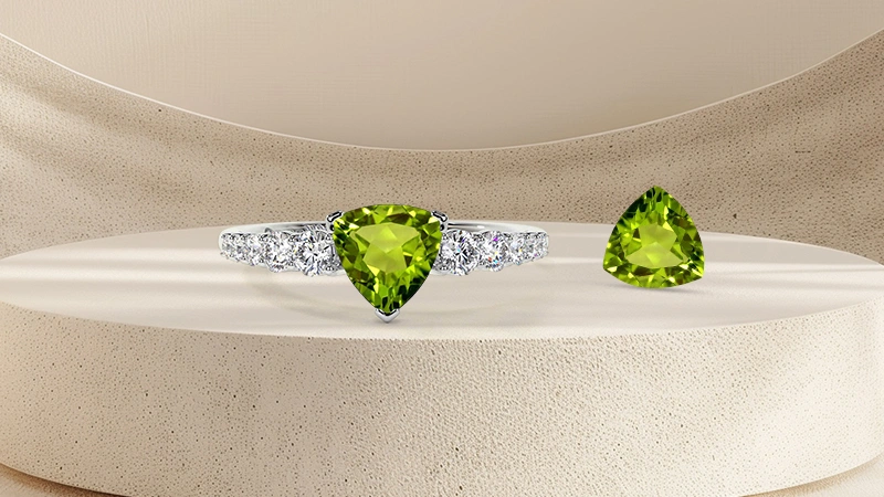 Trillion-cut Peridot Engagement Ring Trillion-cut Peridot Affordable Engagement Rings