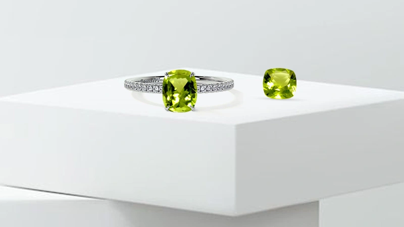 Cushion-cut Peridot Engagement Ring Cushion-cut Peridot Affordable Engagement Rings