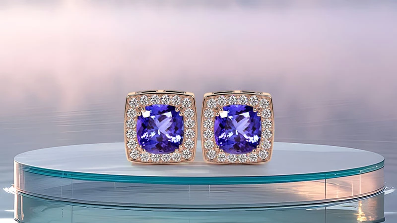 cushion-cut december birthstone studs