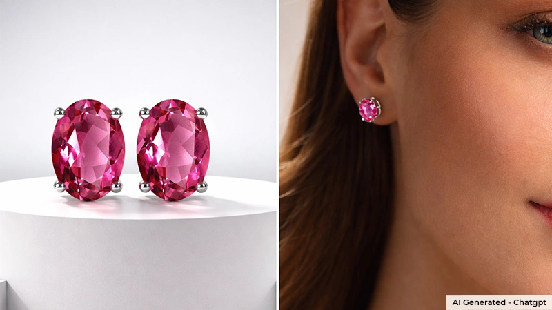 Oval-Shaped Pink Tourmaline Earrings