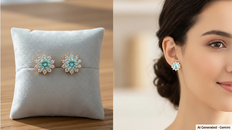 Round-Shaped Paraiba Tourmaline Studs
