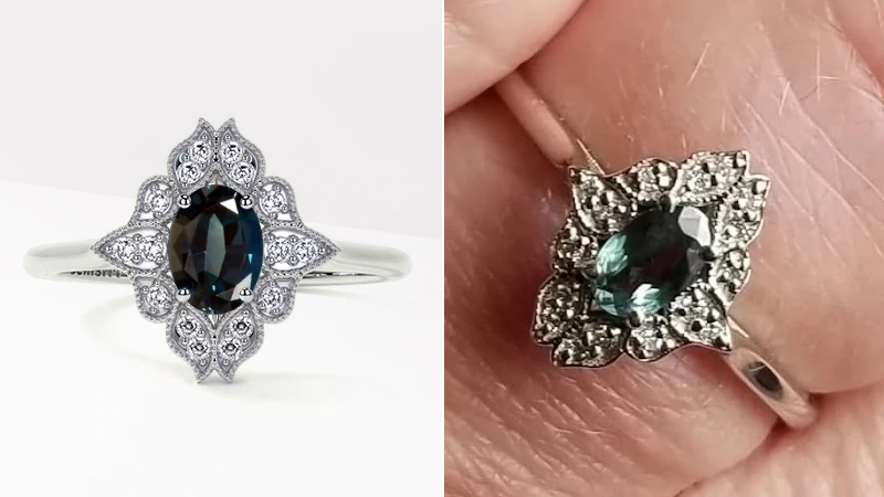 Alexandrite and Diamond Designer Ring