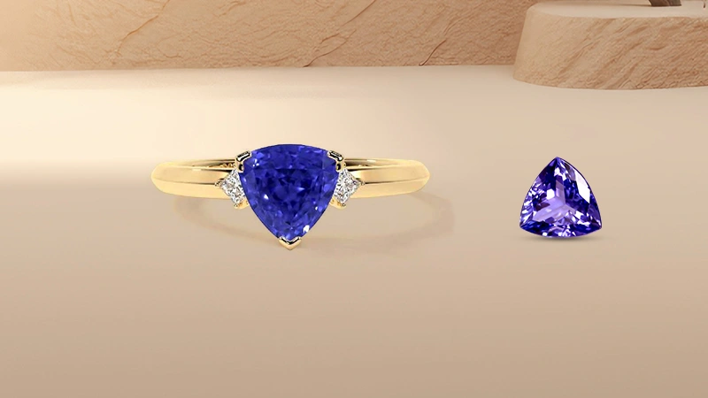 Trillion tanzanite three-stone ring