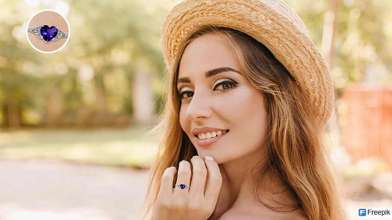 Heart shaped tanzanite ring