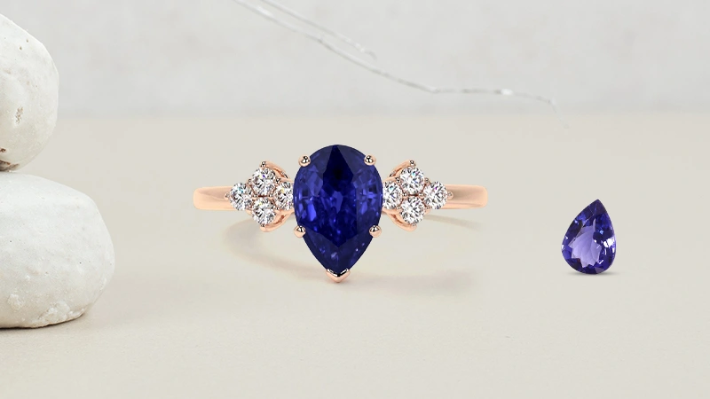 Pear tanzanite rose gold ring