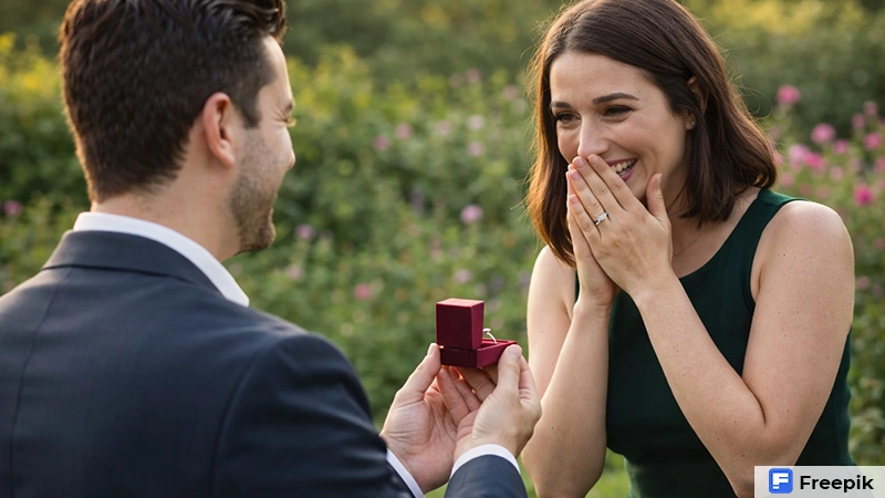 man proposing to a woman with a ring