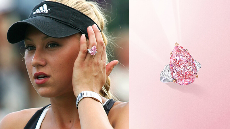 Anna Kournikova’s pink pear cut diamond ring 