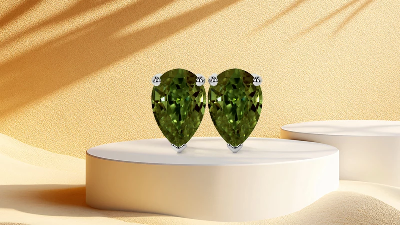 Pear shape alexandrite studs for june birthdays