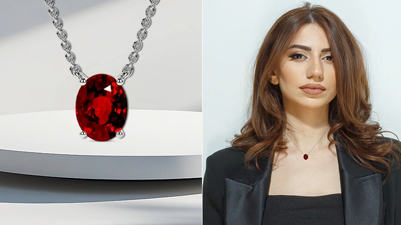Ruby Oval Cut Classic Solitaire Pendant