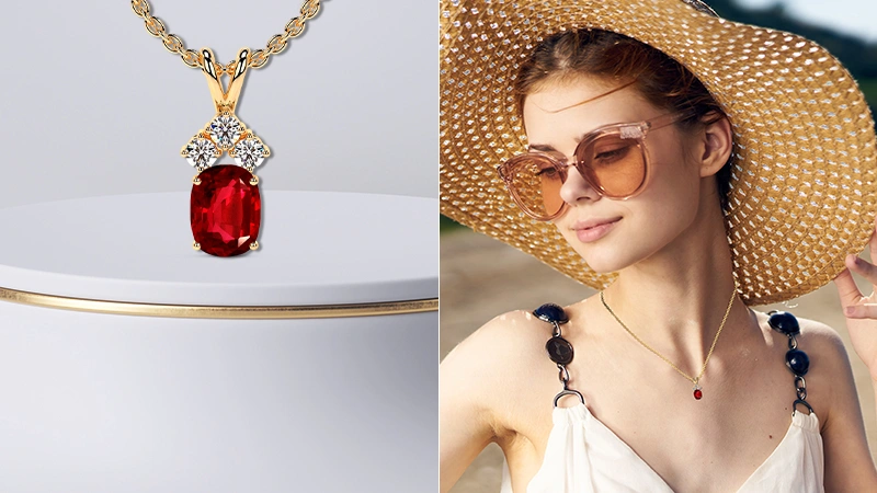 Rectangle Cushion Pendant with Diamonds