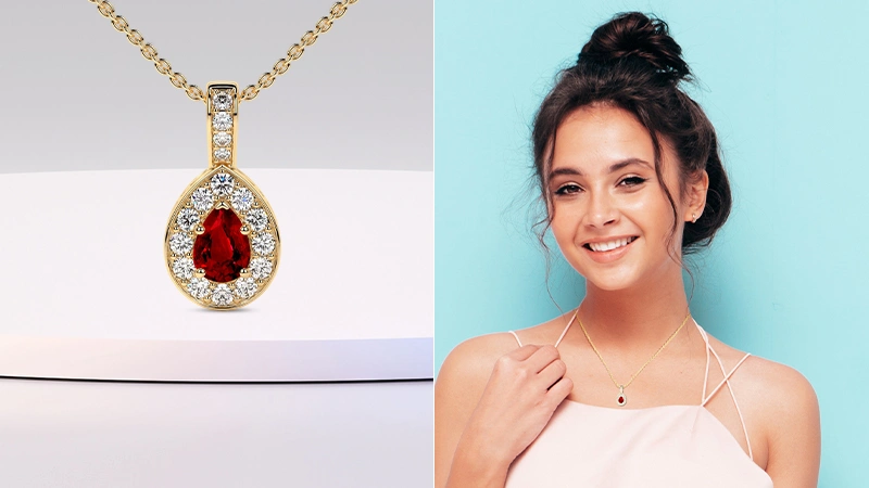 Pear Shape Classic Halo Pendant