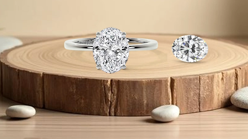 Oval shaped prong setting diamond ring