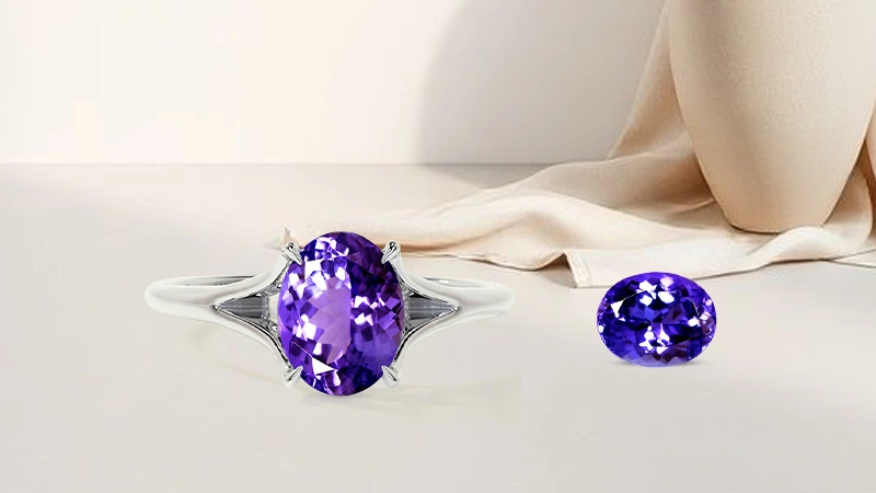 Oval shaped tanzanite engagement ring