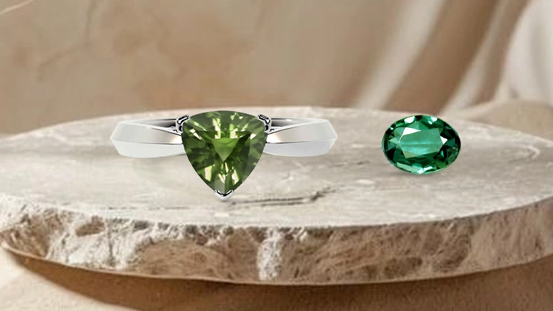 Trillion cut alexandrite engagement ring
