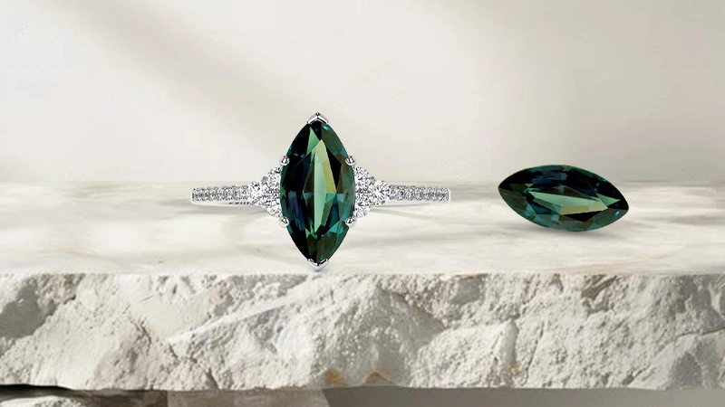 Marquise cut alexandrite engagement ring
