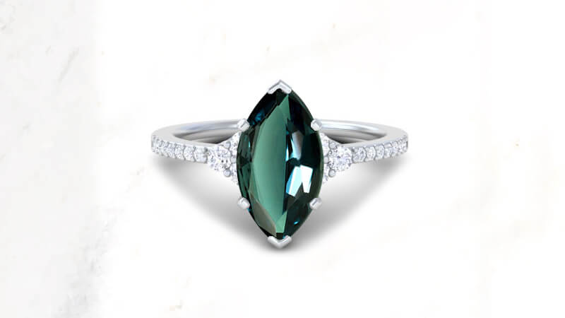 Marquise cut alexandrite engagement ring