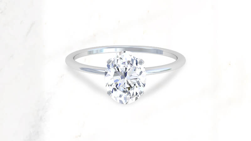 Oval shaped prong setting diamond ring