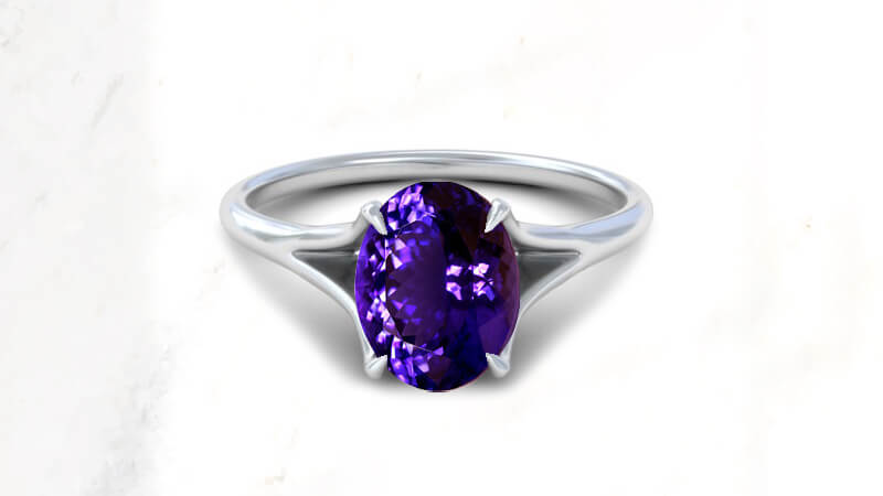 Oval shaped tanzanite engagement ring