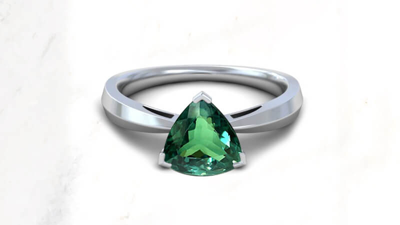 Trillion cut alexandrite engagement ring