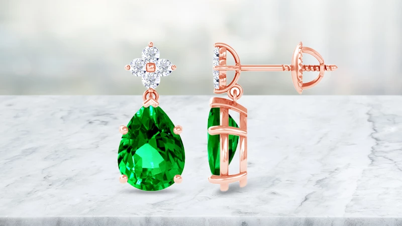 Emerald Pendant with Round Diamonds