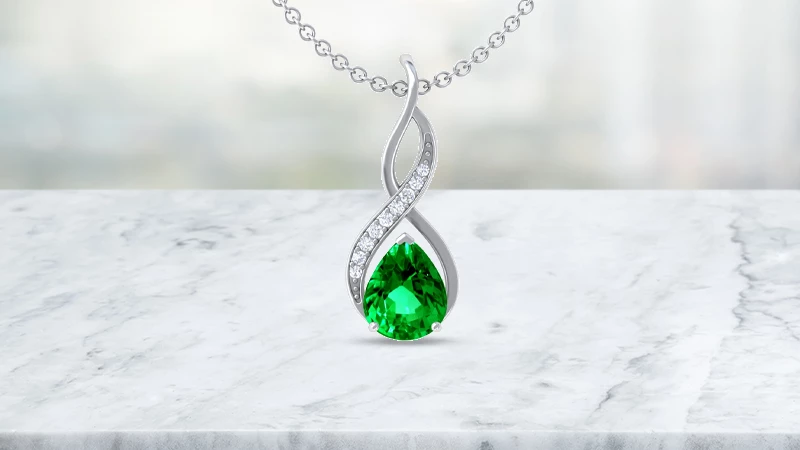 Emerald Pendant with Round Diamonds