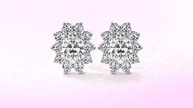 oval-shaped diamond stud earrings