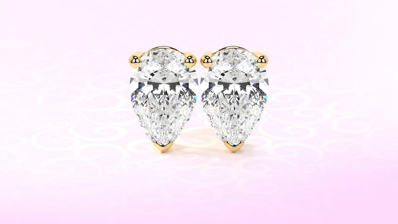 prong-set pear-shaped diamond studs