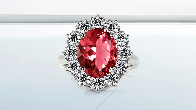 Pink Tourmaline Halo Ring