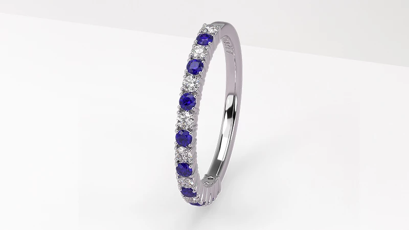 Half Eternity Sapphire and Diamond Band