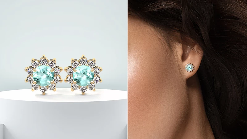 Round-Shaped Paraiba Tourmaline Studs