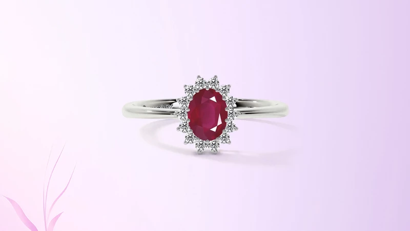 Oval Ruby Halo Ring