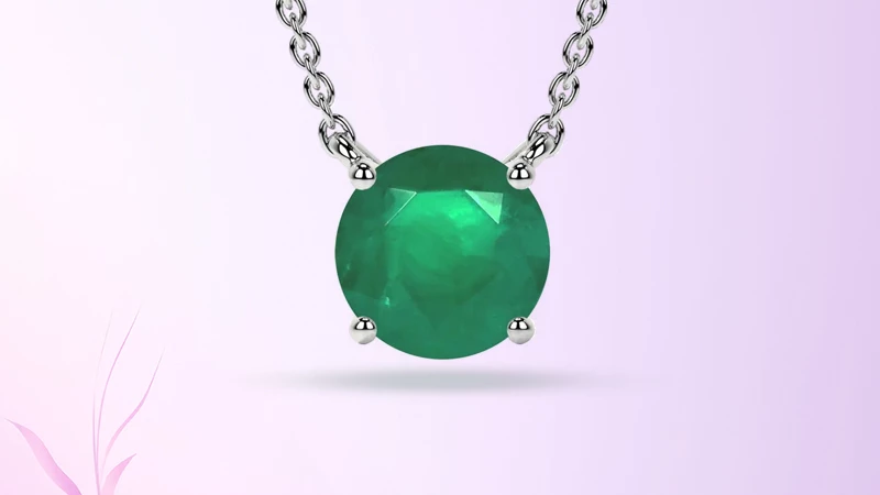Round Emerald Classic Solitaire Pendant Jewelry Gifts
