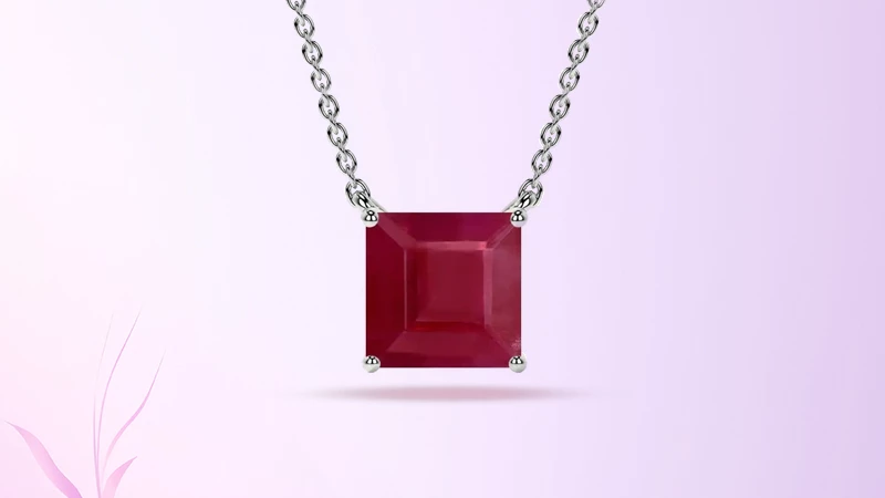Square Ruby Classic Solitaire Pendant Jewelry Gifts