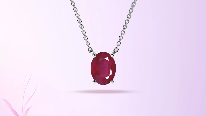 Oval Cut Ruby Classic Solitaire Pendant