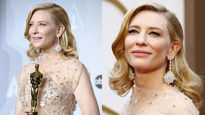 Cate Blanchett's Chopard Blue Diamond Earrings