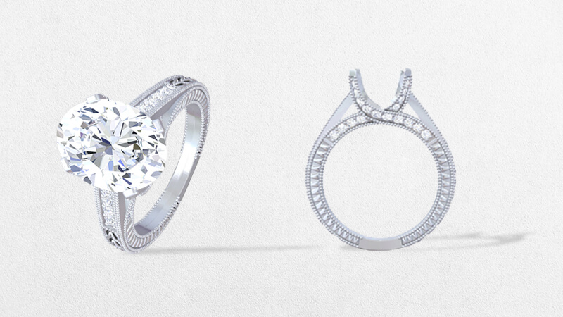 Ring Setting with Prong Set Round Diamonds (0.45Cttw)