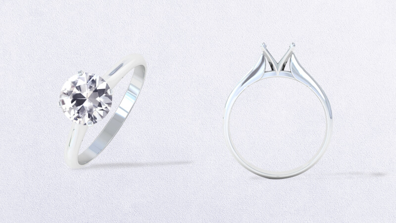 Tapered Cathedral Solitaire Ring Setting