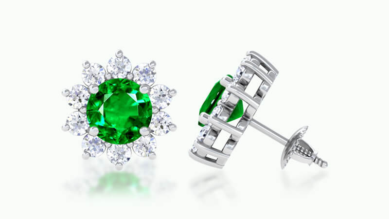 emerald stud earring