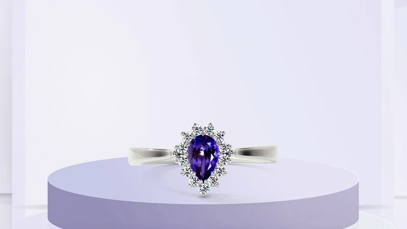 Tanzanite Diamond Halo Ring